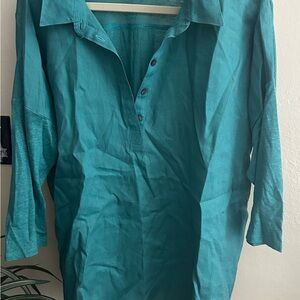 J. Jill Blue Casual Button Down Shirt
